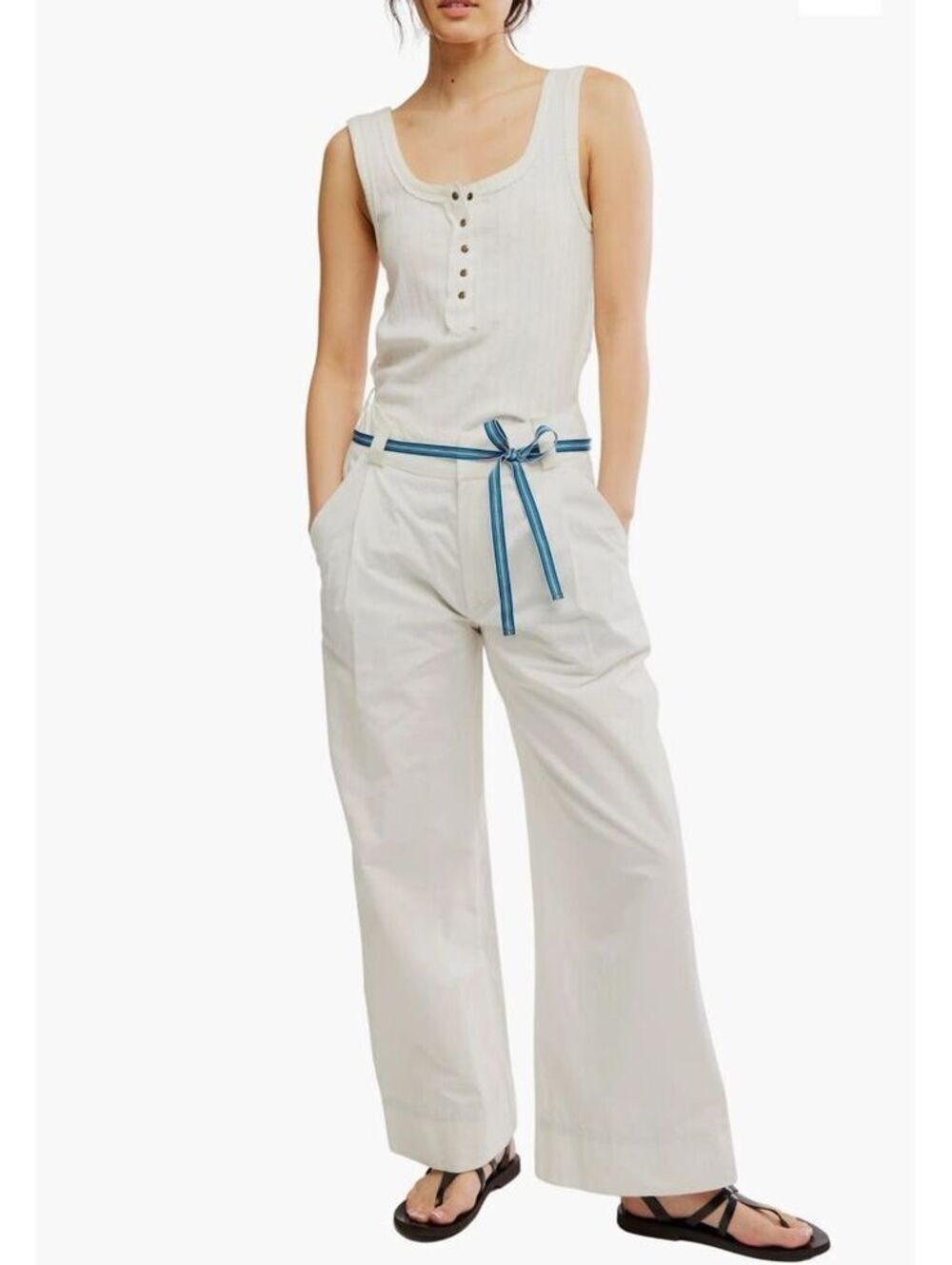 Free People  Buckle Back Stripe Trousers